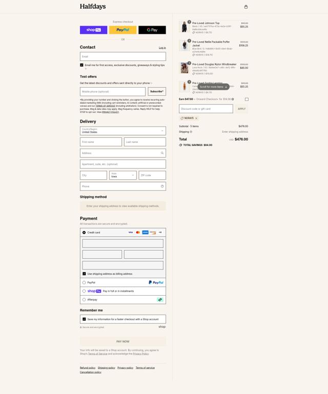 Halfdays checkout page showing Halfdays discount code box | Screenshot taken by SimplyCodes community member on Jul 25, 2025