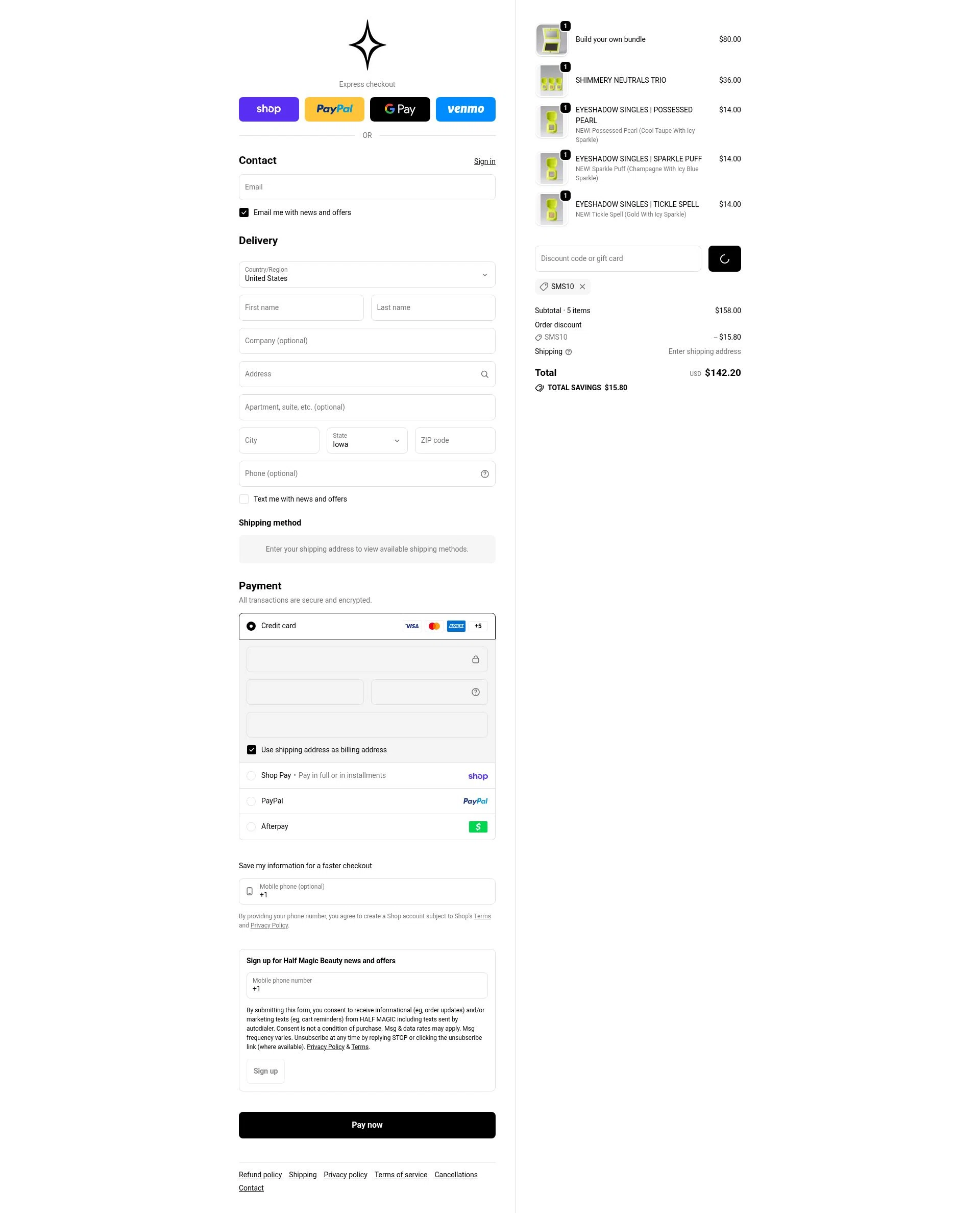 Half Magic checkout page showing Half Magic coupon code box | Screenshot taken by SimplyCodes community member on Feb 7, 2026