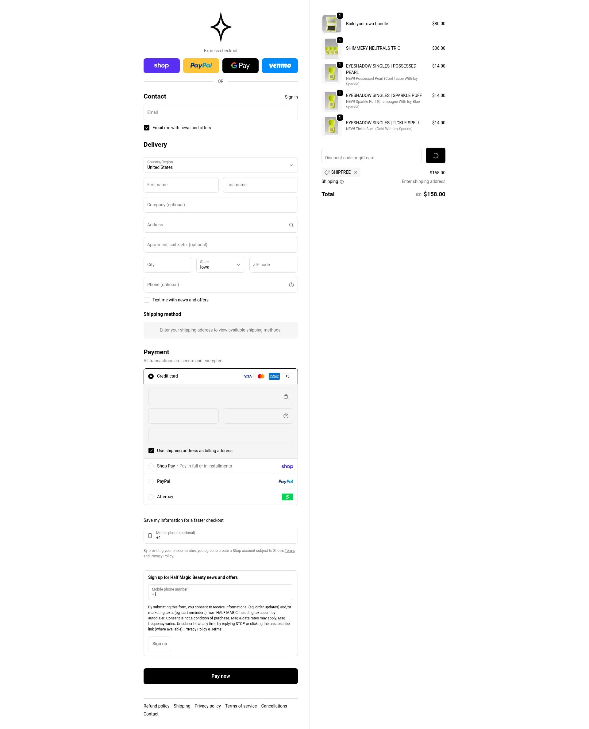 Half Magic checkout page showing Half Magic coupon code box | Screenshot taken by SimplyCodes community member on Feb 7, 2026