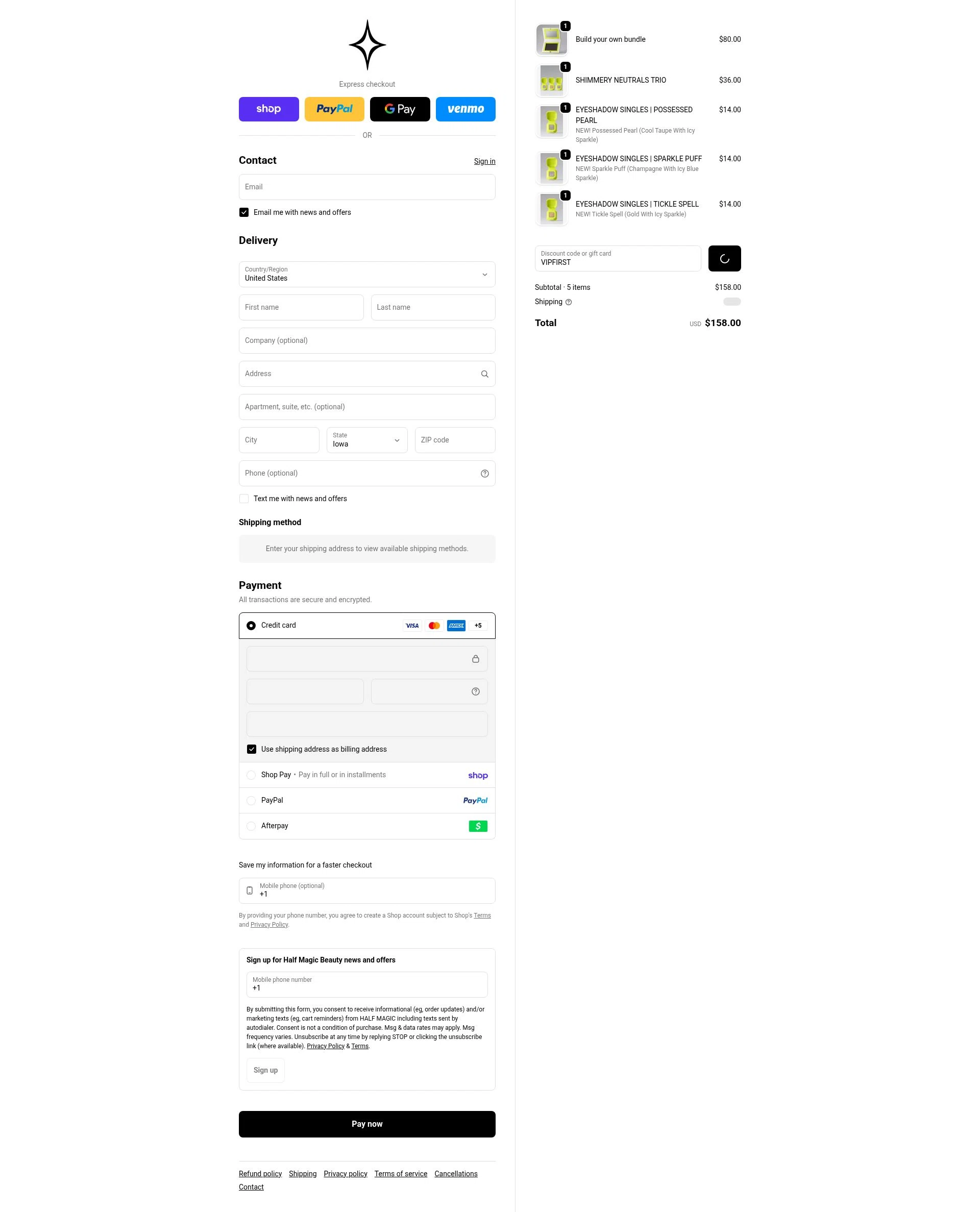 Half Magic checkout page showing Half Magic coupon code box | Screenshot taken by SimplyCodes community member on Feb 7, 2026