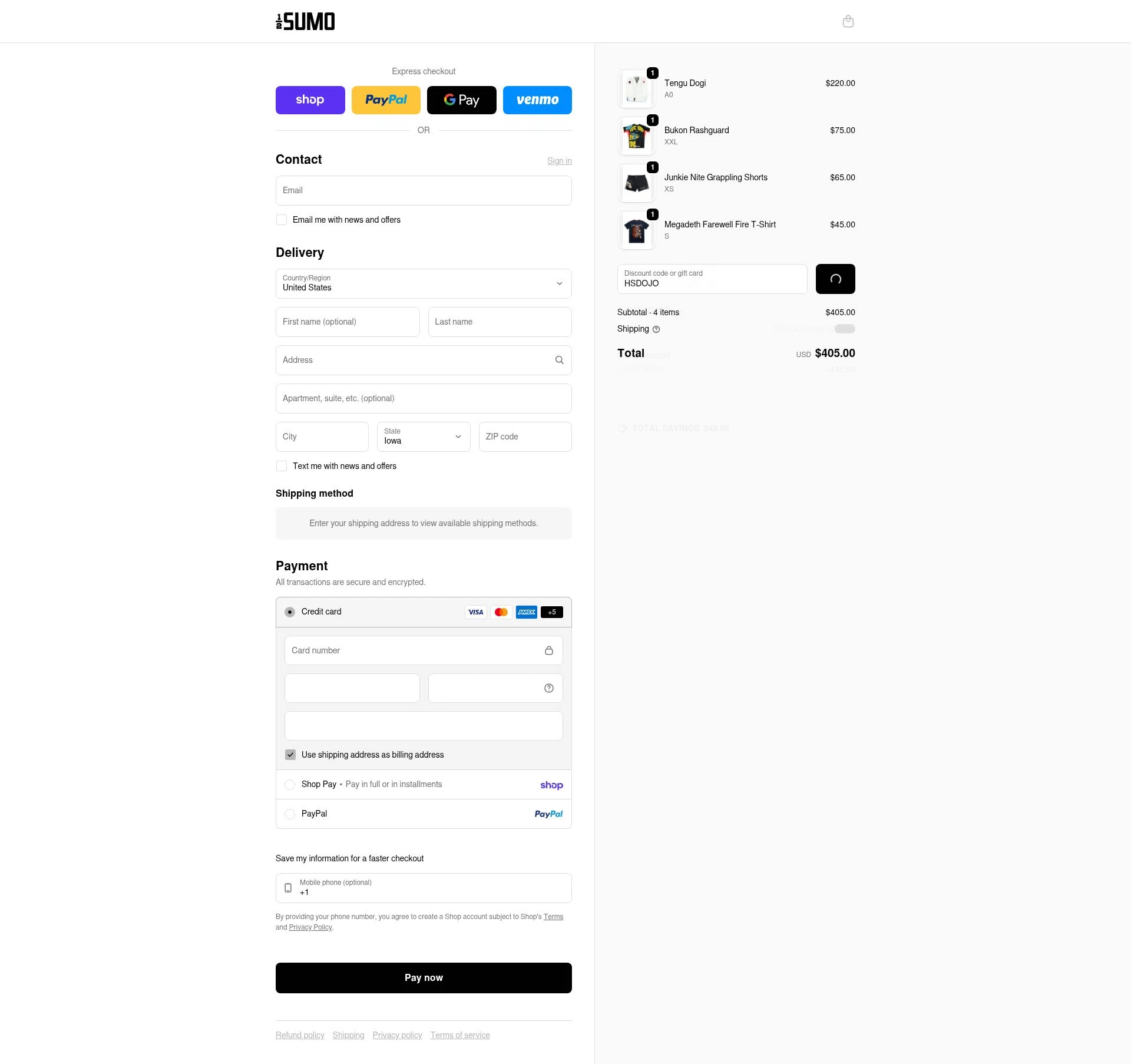 Half Sumo checkout page showing Half Sumo discount code box | Screenshot taken by SimplyCodes community member on Feb 3, 2026