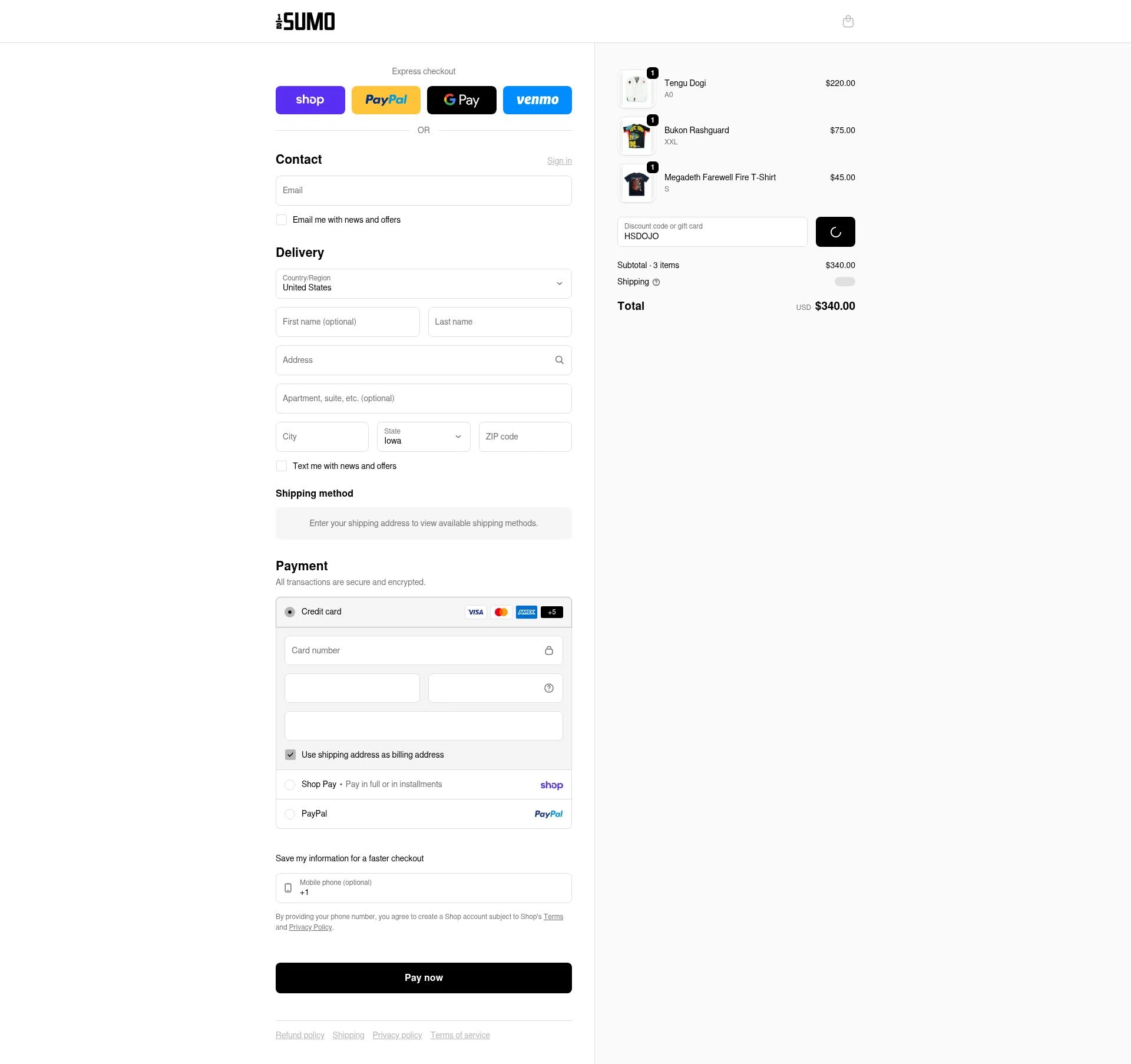 Half Sumo checkout page showing Half Sumo discount code box | Screenshot taken by SimplyCodes community member on Feb 7, 2026