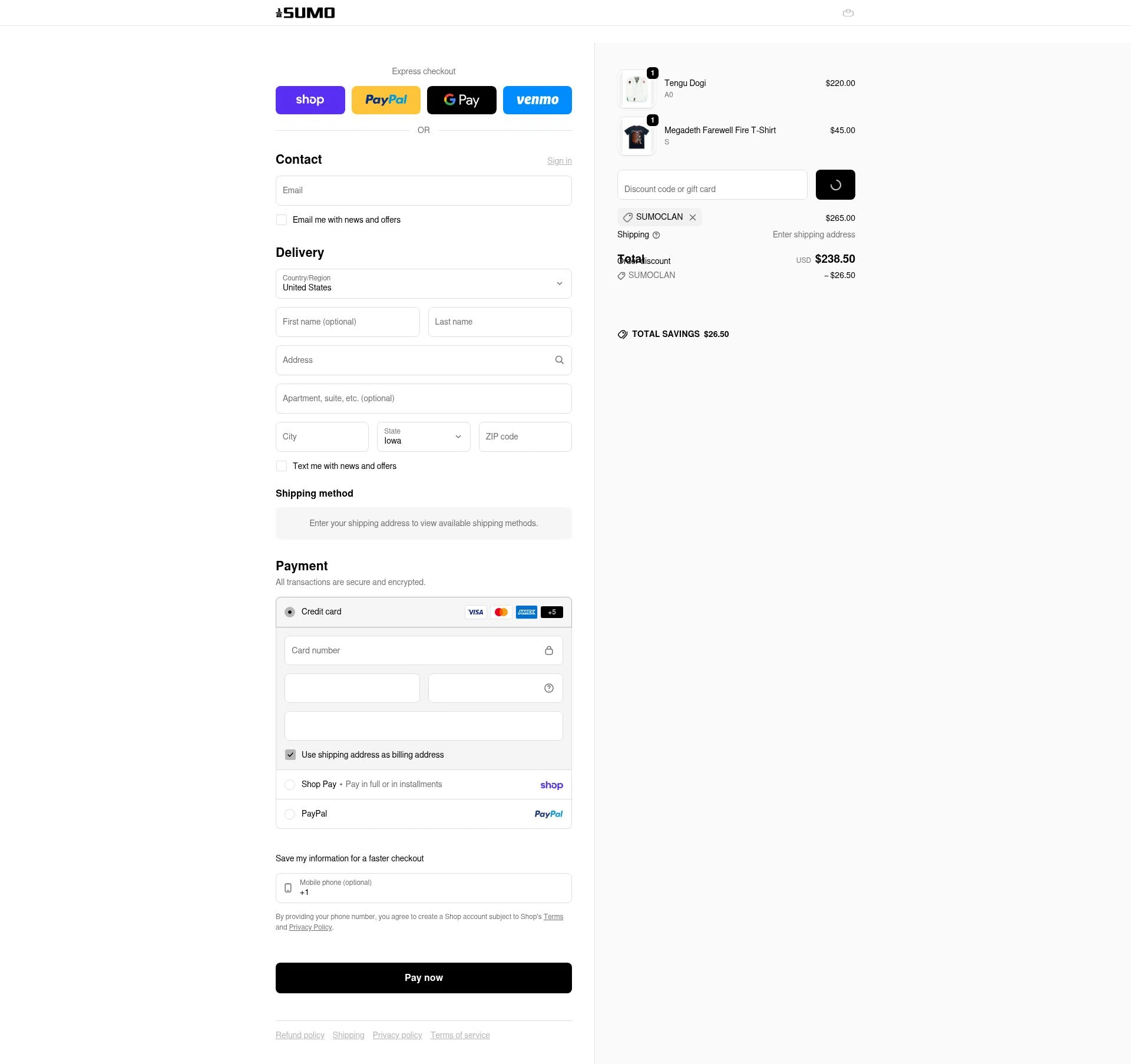 Half Sumo checkout page showing Half Sumo discount code box | Screenshot taken by SimplyCodes community member on Feb 12, 2026