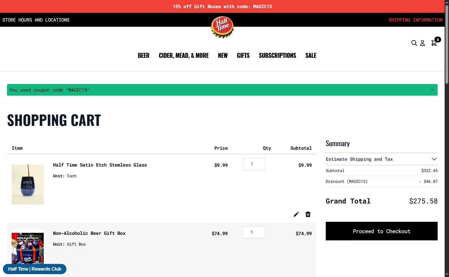 Half Time Beverage checkout page showing Half Time Beverage discount code box | Screenshot taken by SimplyCodes community member on Dec 26, 2025