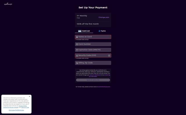 Hallmark+ checkout page showing Hallmark+ promo code box | Screenshot taken by SimplyCodes community member on Sep 6, 2025