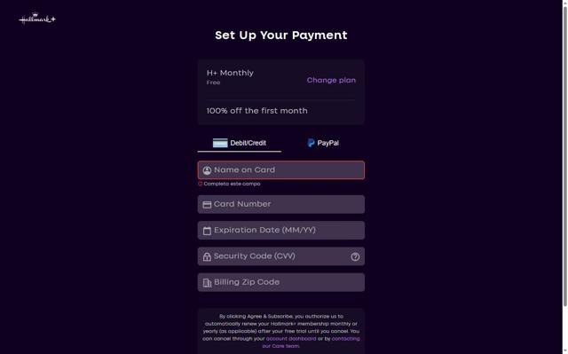 Hallmark+ checkout page showing Hallmark+ promo code box | Screenshot taken by SimplyCodes community member on Sep 6, 2025