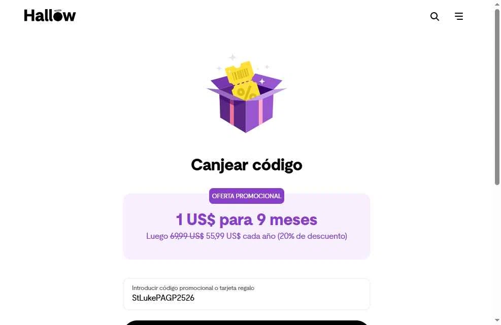 Hallow App checkout page showing Hallow App promo code box | Screenshot taken by SimplyCodes community member on Jan 29, 2026