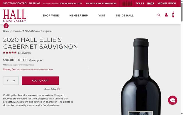 Hall Wines checkout page showing Hall Wines promo code box | Screenshot taken by SimplyCodes community member on Jul 8, 2025