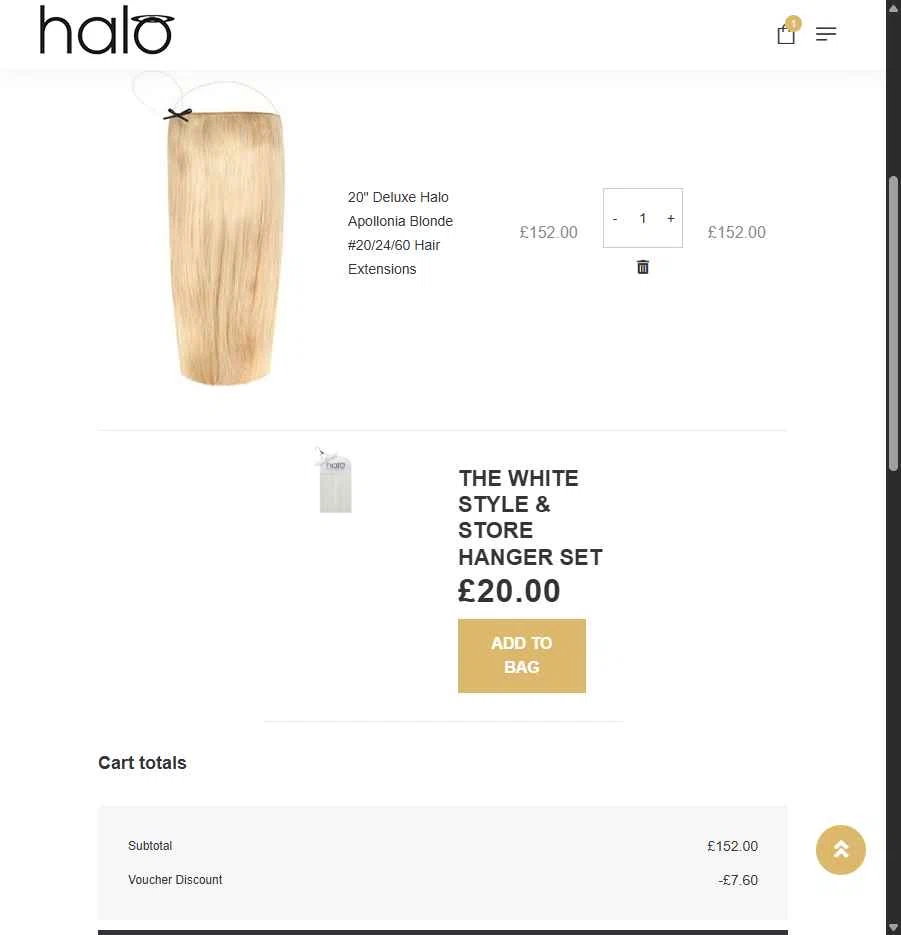 Halo Hair Extensions checkout page showing Halo Hair Extensions promo code box | Screenshot taken by SimplyCodes community member on Dec 28, 2025