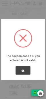 Y15 coupon verification screenshot