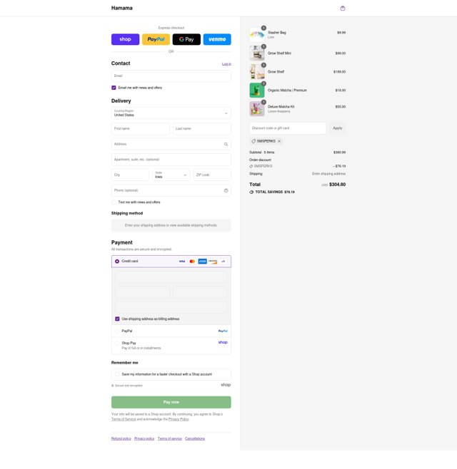Hamama checkout page showing Hamama promo code box | Screenshot taken by SimplyCodes community member on Sep 4, 2025