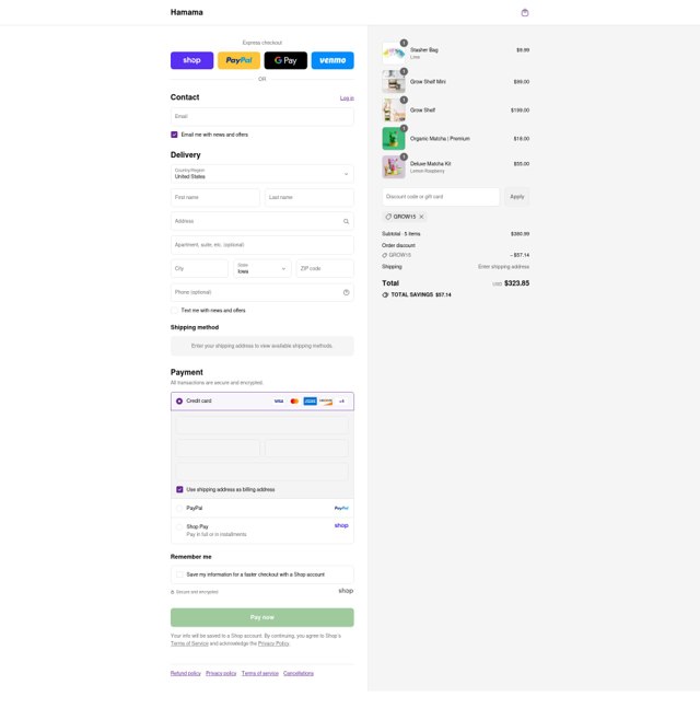 Hamama checkout page showing Hamama promo code box | Screenshot taken by SimplyCodes community member on Sep 4, 2025