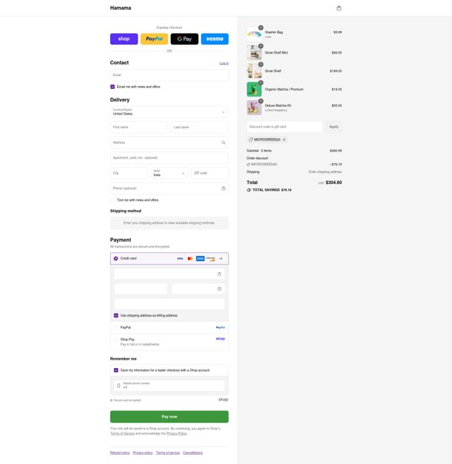 Hamama checkout page showing Hamama promo code box | Screenshot taken by SimplyCodes community member on Sep 4, 2025