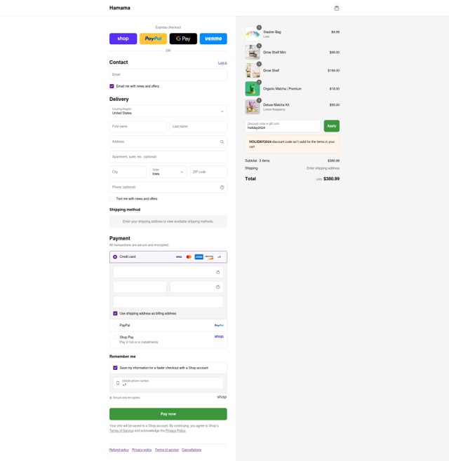 Hamama checkout page showing Hamama promo code box | Screenshot taken by SimplyCodes community member on Sep 4, 2025