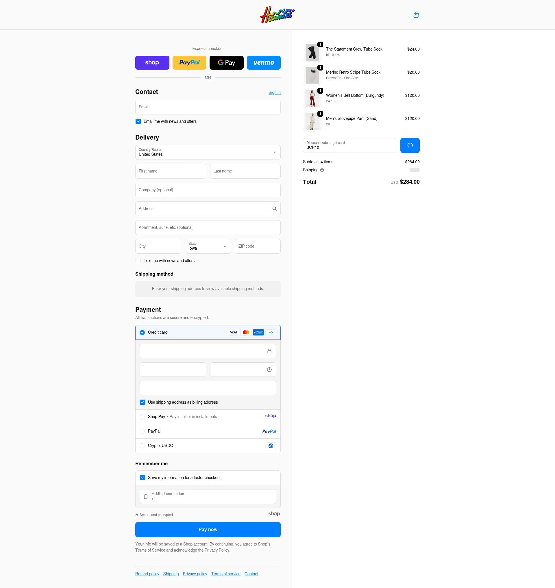 Hammies checkout page showing Hammies discount code box | Screenshot taken by SimplyCodes community member on Dec 27, 2025