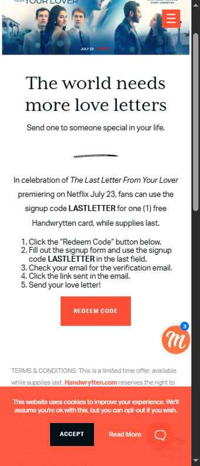 Handwrytten checkout page showing Handwrytten coupon code box | Screenshot taken by SimplyCodes community member on Jul 21, 2025