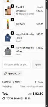 REHANK coupon verification screenshot