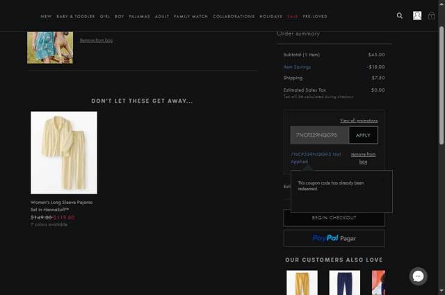 Hanna Andersson checkout page showing Hanna Andersson promo code box | Screenshot taken by SimplyCodes community member on Sep 8, 2025