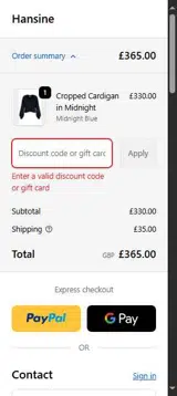 Hansine coupon verification screenshot