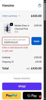 Hansine coupon verification screenshot