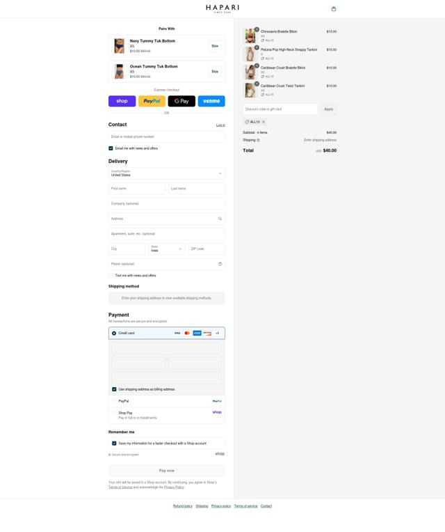 Hapari checkout page showing Hapari discount code box | Screenshot taken by SimplyCodes community member on Sep 7, 2025