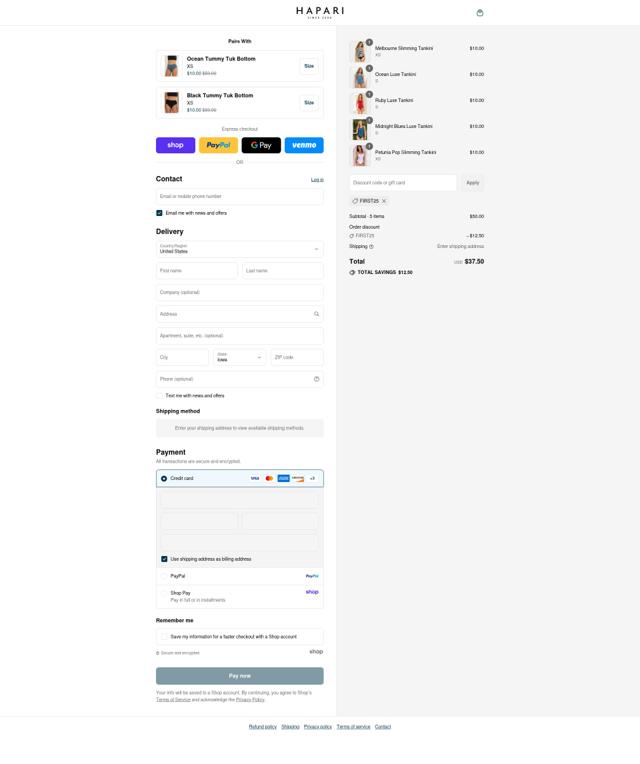 Hapari checkout page showing Hapari discount code box | Screenshot taken by SimplyCodes community member on Sep 8, 2025