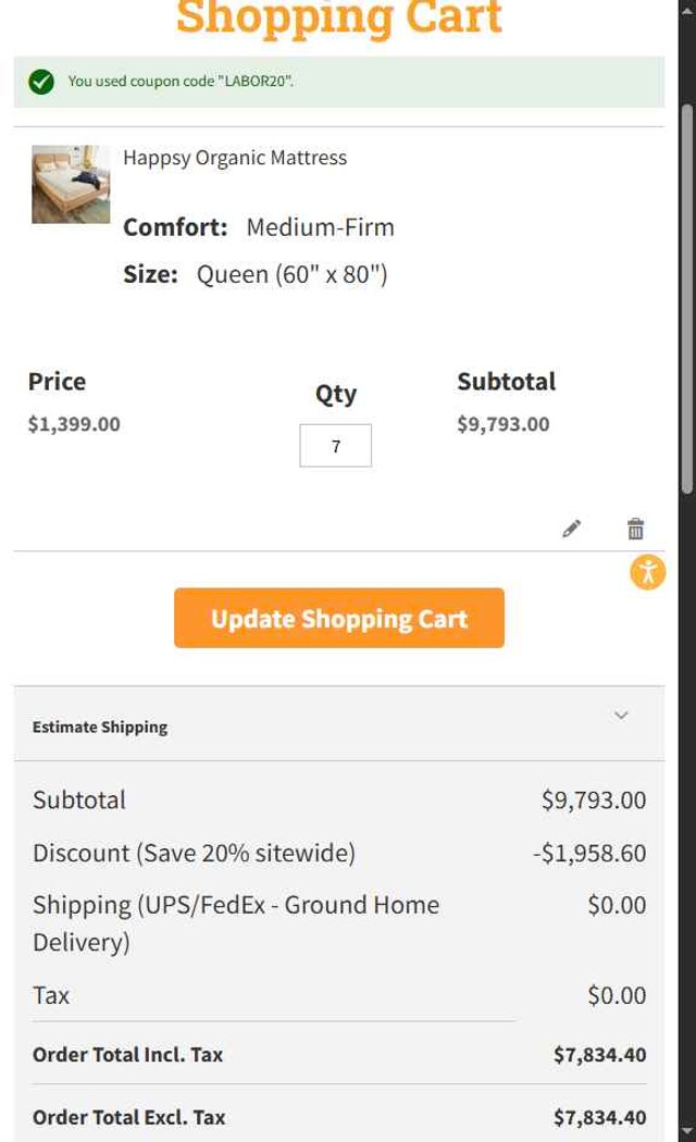 Happsy checkout page showing Happsy discount code box | Screenshot taken by SimplyCodes community member on Aug 15, 2025