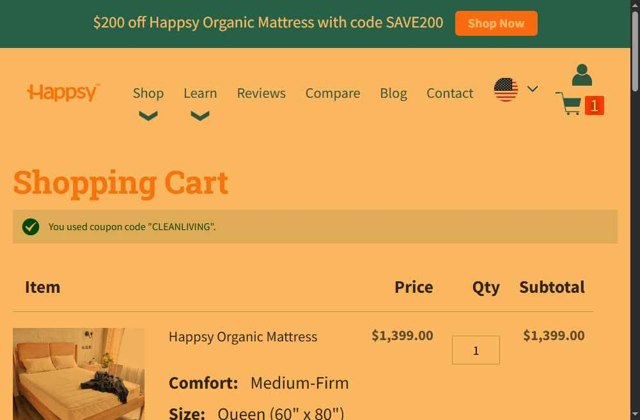 Happsy checkout page showing Happsy discount code box | Screenshot taken by SimplyCodes community member on Jul 19, 2025