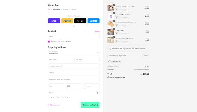 Happy Box checkout page showing Happy Box promo code box | Screenshot taken by SimplyCodes community member on Sep 17, 2025