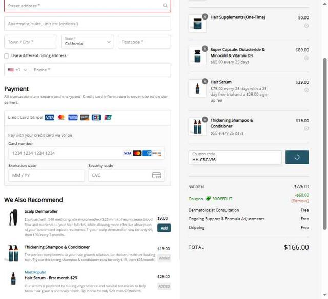 Happy Head checkout page showing Happy Head coupon code box | Screenshot taken by SimplyCodes community member on Sep 8, 2025