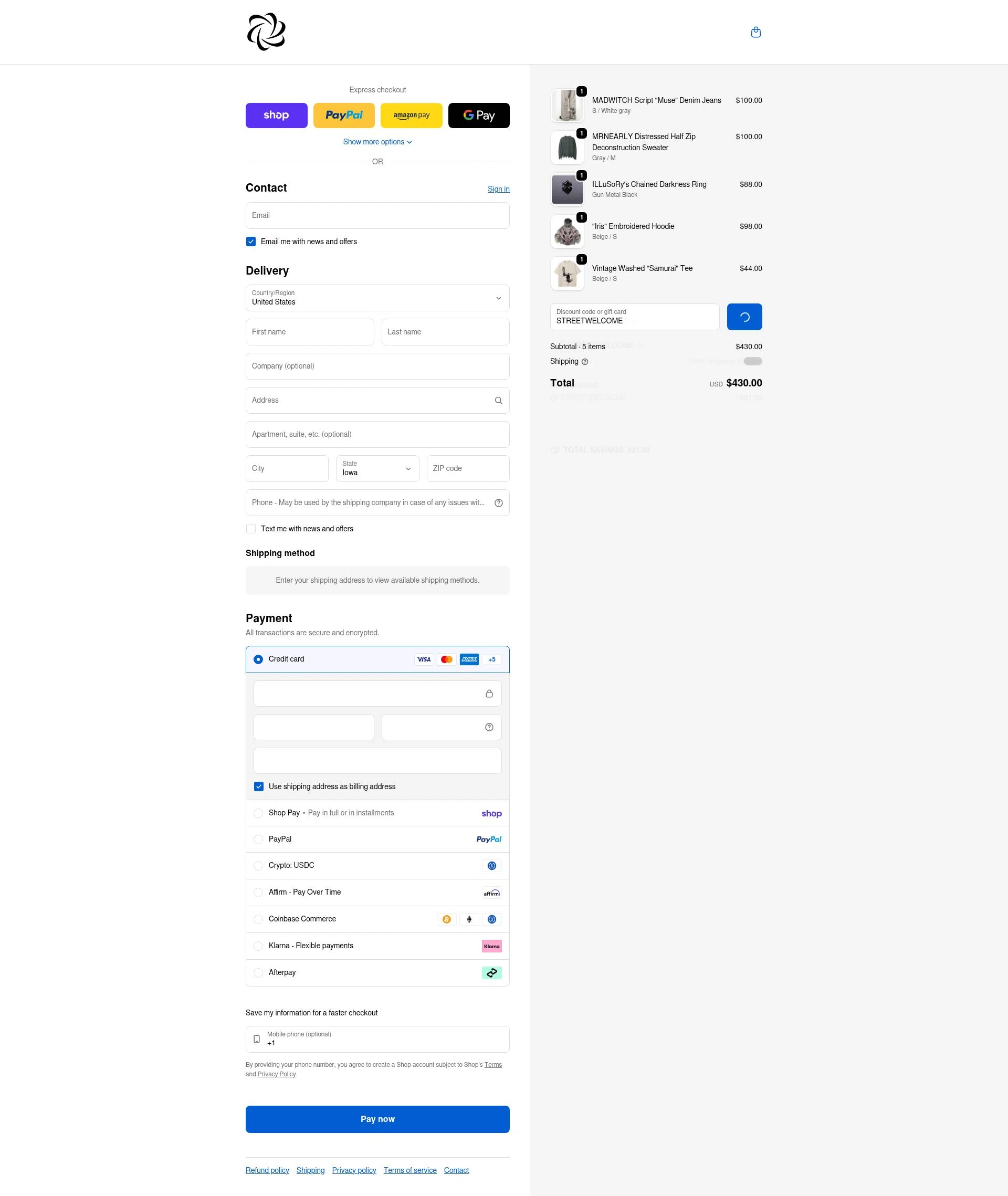 Harajuku Streetwear checkout page showing Harajuku Streetwear discount code box | Screenshot taken by SimplyCodes community member on Feb 10, 2026