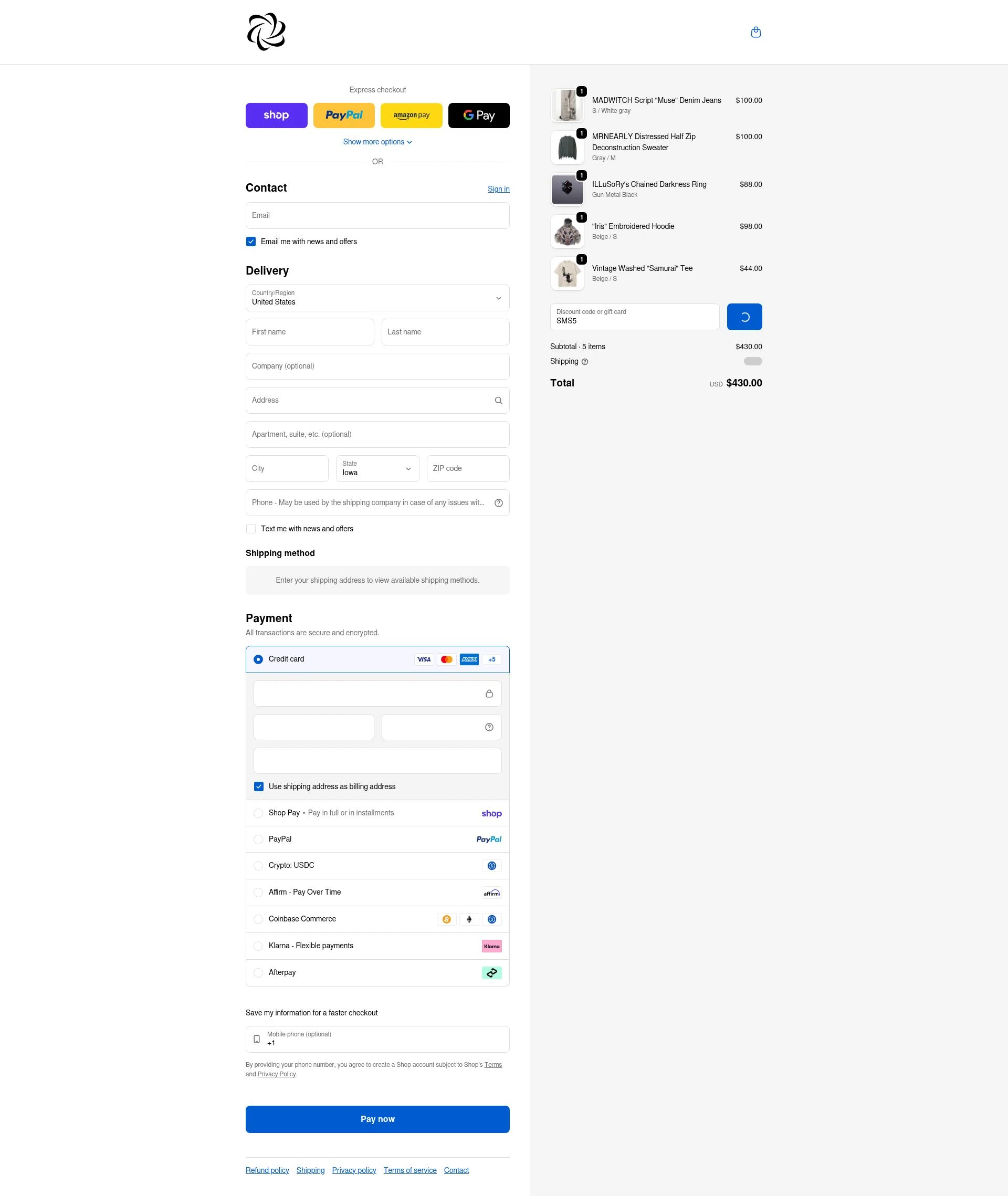 Harajuku Streetwear checkout page showing Harajuku Streetwear discount code box | Screenshot taken by SimplyCodes community member on Feb 19, 2026