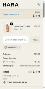 Natalie10 coupon verification screenshot