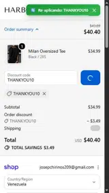 Harbor & Thorne coupon verification screenshot