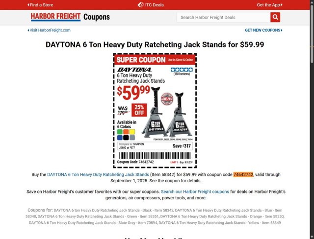 Harbor Freight checkout page showing Harbor Freight promo code box | Screenshot taken by SimplyCodes community member on Aug 27, 2025