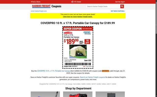 Harbor Freight checkout page showing Harbor Freight promo code box | Screenshot taken by SimplyCodes community member on Aug 22, 2025