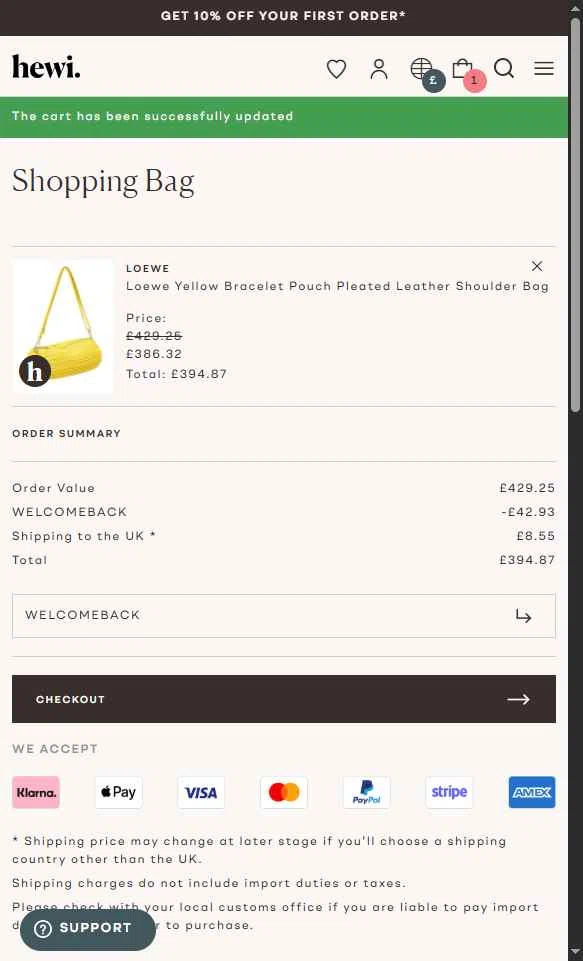 Hardly Ever Worn It checkout page showing Hardly Ever Worn It promo code box | Screenshot taken by SimplyCodes community member on Sep 26, 2025