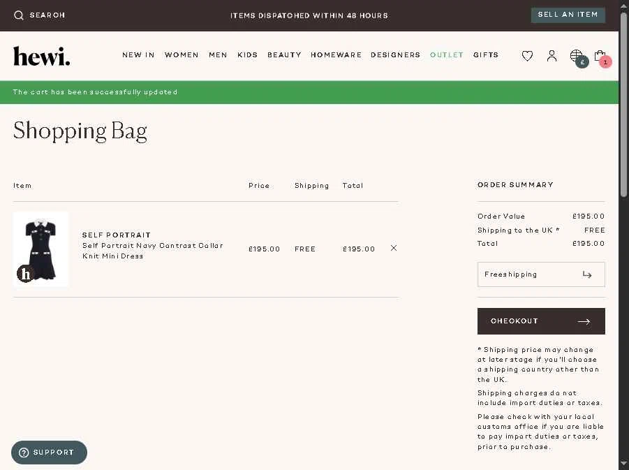 Hardly Ever Worn It checkout page showing Hardly Ever Worn It promo code box | Screenshot taken by SimplyCodes community member on Dec 18, 2025