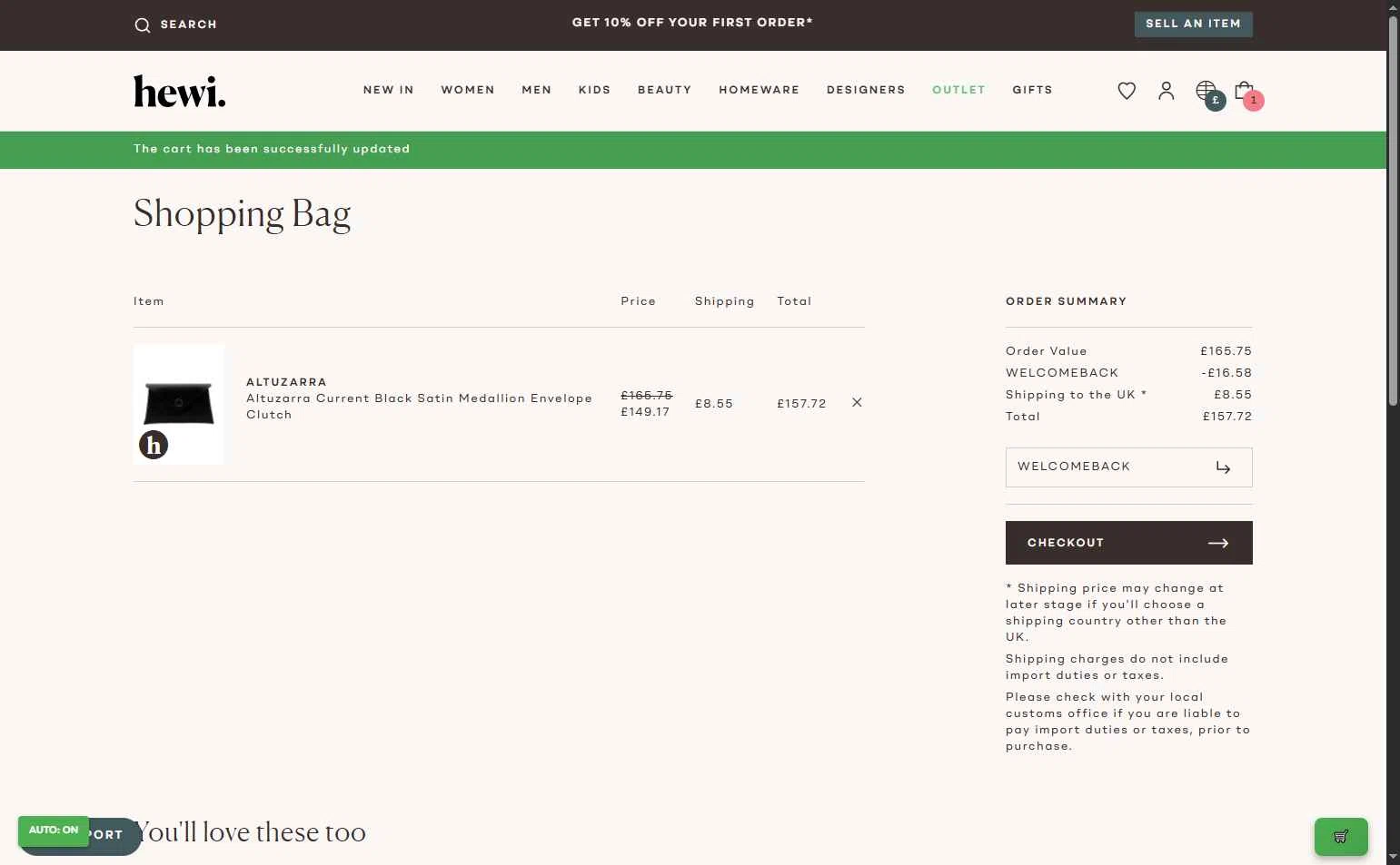 Hardly Ever Worn It checkout page showing Hardly Ever Worn It promo code box | Screenshot taken by SimplyCodes community member on Dec 23, 2025