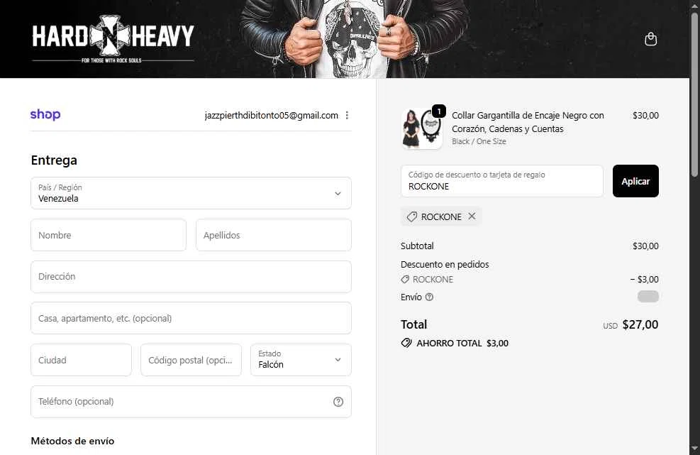 Hard’N’Heavy checkout page showing Hard’N’Heavy discount code box | Screenshot taken by SimplyCodes community member on Feb 12, 2026