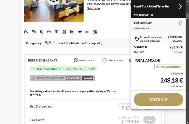 Hard Rock Hotel checkout page showing Hard Rock Hotel promo code box | Screenshot taken by SimplyCodes community member on Aug 2, 2025