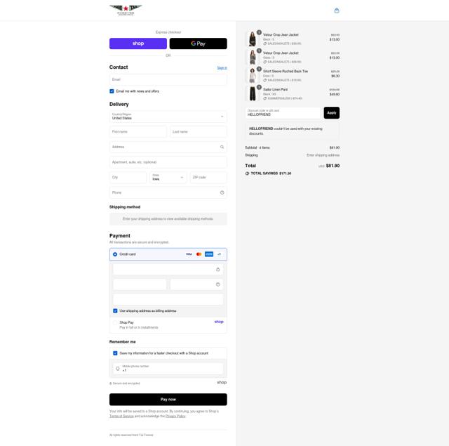 Hardtail Forever checkout page showing Hardtail Forever promo code box | Screenshot taken by SimplyCodes community member on Sep 9, 2025