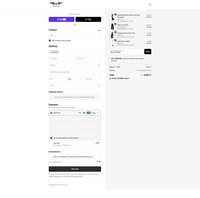 Hardtail Forever checkout page showing Hardtail Forever promo code box | Screenshot taken by SimplyCodes community member on Aug 23, 2025