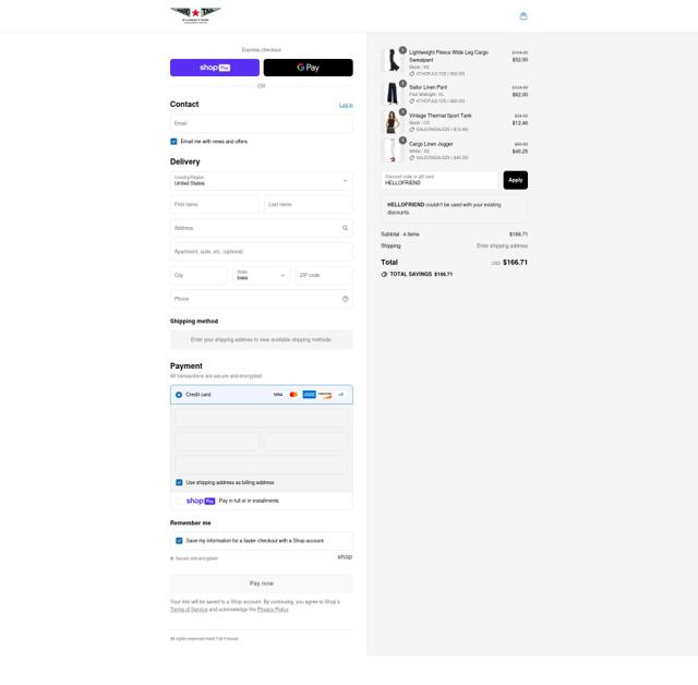 Hardtail Forever checkout page showing Hardtail Forever promo code box | Screenshot taken by SimplyCodes community member on Aug 12, 2025