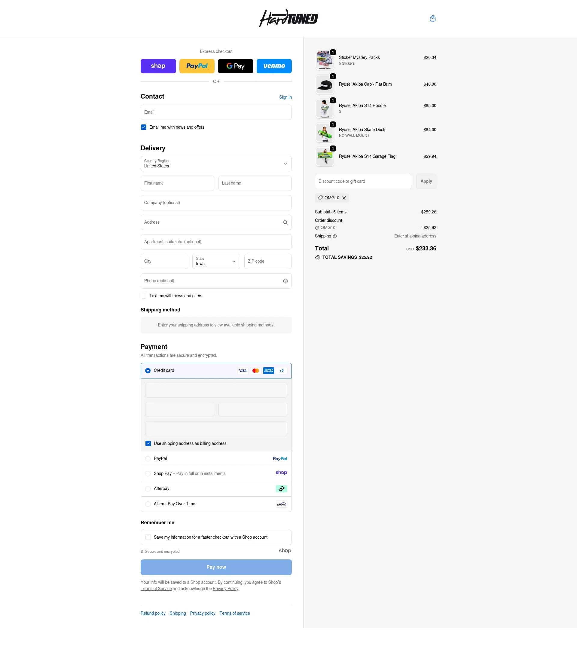 Hardtuned checkout page showing Hardtuned discount code box | Screenshot taken by SimplyCodes community member on Nov 14, 2025