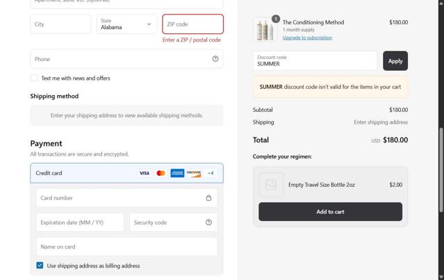 Hårklinikken US checkout page showing Hårklinikken US promo code box | Screenshot taken by SimplyCodes community member on Aug 12, 2025