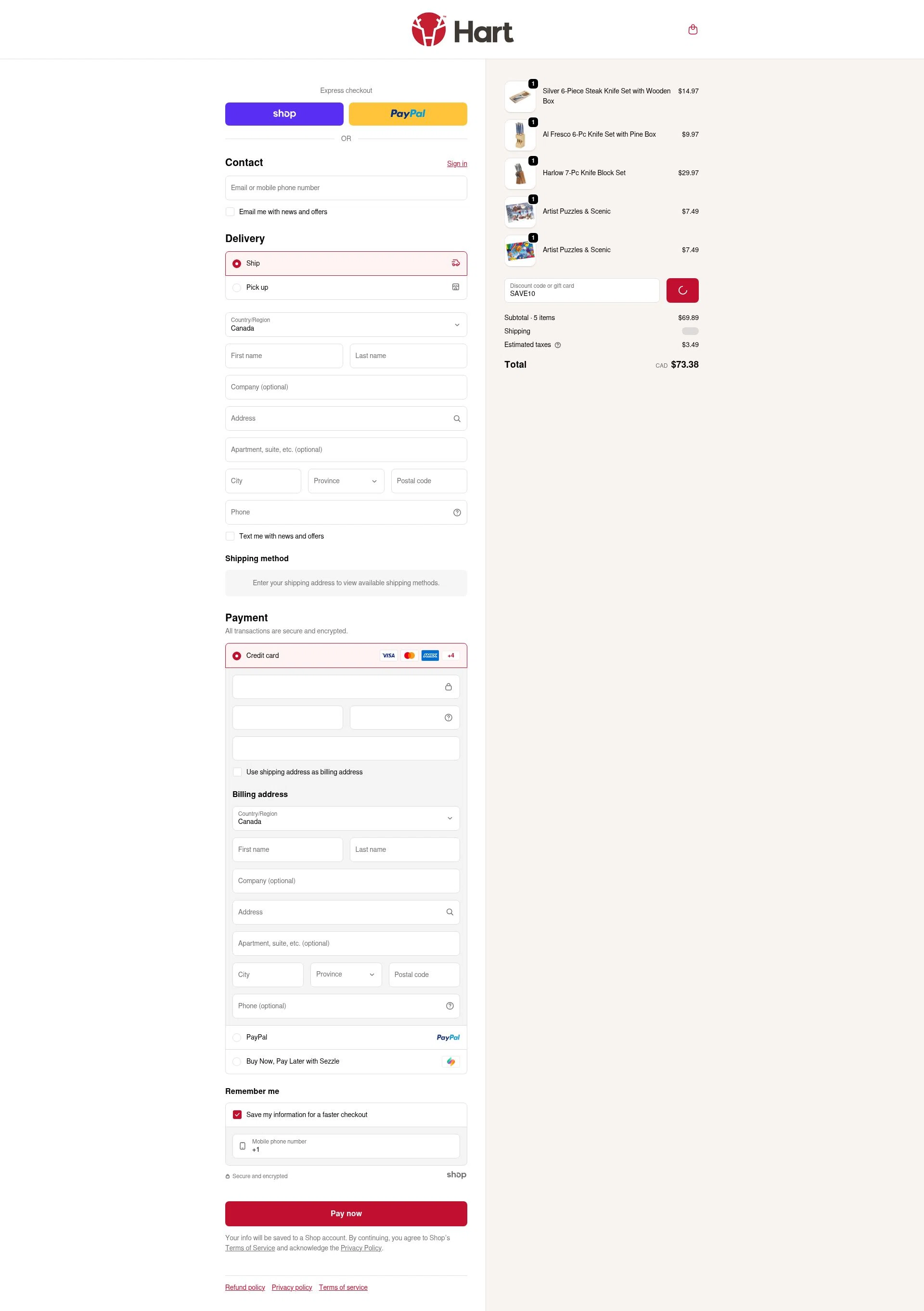 Hart Stores checkout page showing Hart Stores promo code box | Screenshot taken by SimplyCodes community member on Jan 27, 2026
