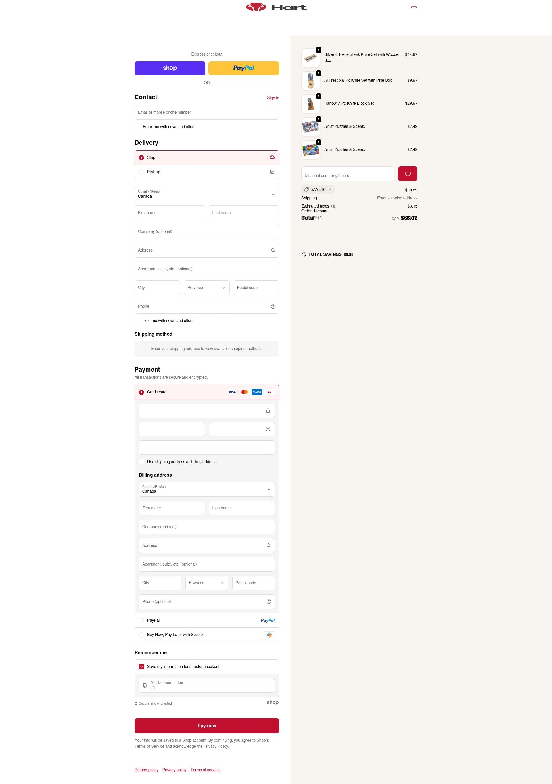 Hart Stores checkout page showing Hart Stores promo code box | Screenshot taken by SimplyCodes community member on Jan 23, 2026
