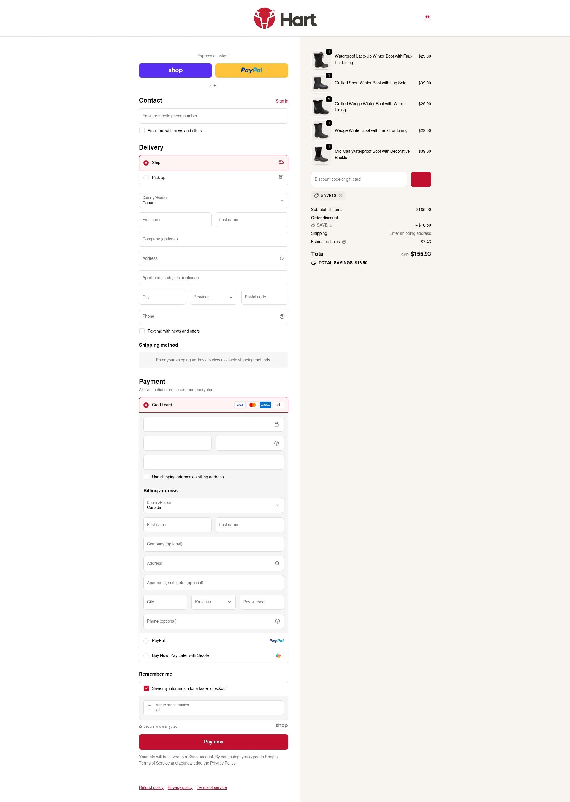 Hart Stores checkout page showing Hart Stores promo code box | Screenshot taken by SimplyCodes community member on Jan 8, 2026