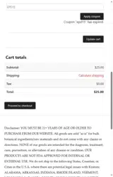 Harvest Kratom coupon verification screenshot